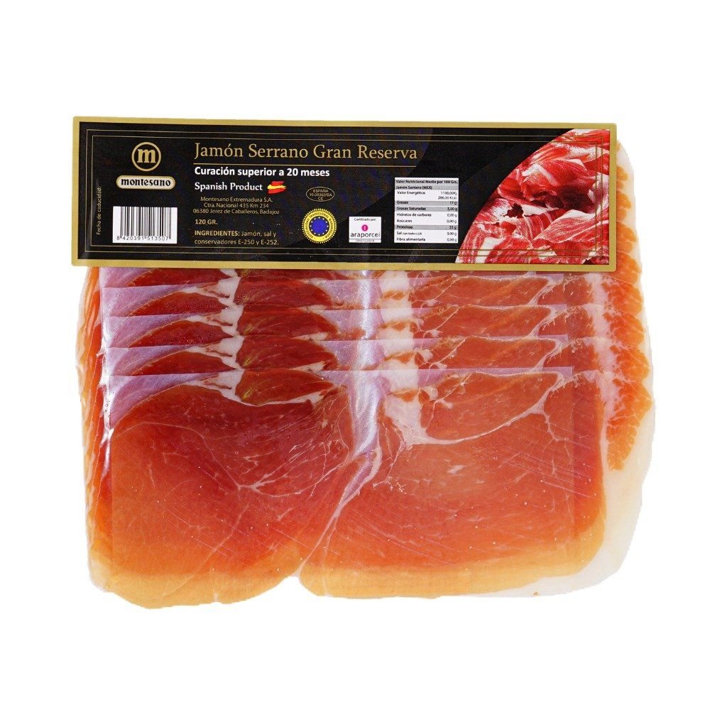 Đùi Sau Heo Trắng Muối Serrano 16 Tháng Gói Cắt Lát 120g