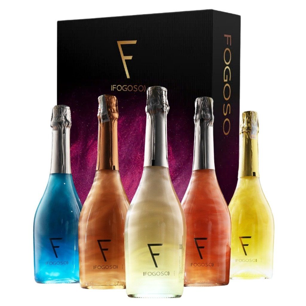 Hộp Quà Rượu Vang Sủi 5 Chai 5 Màu Sparkling Fogoso 750ml