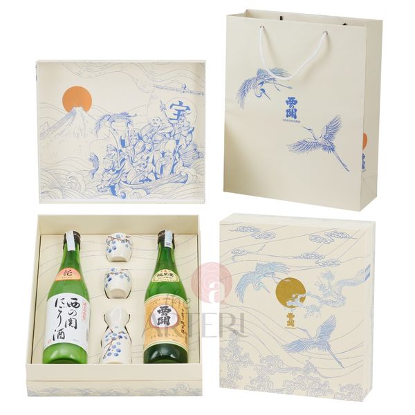 Hộp Quà Rượu Sake Nishino Seki Junmai & Nigori 720ml 15% - 7 Vị Thần