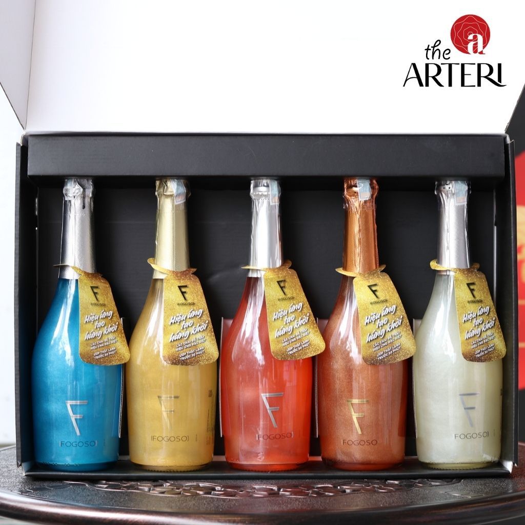 Hộp Quà Rượu Vang Sủi 5 Chai 5 Màu Sparkling Fogoso 750ml