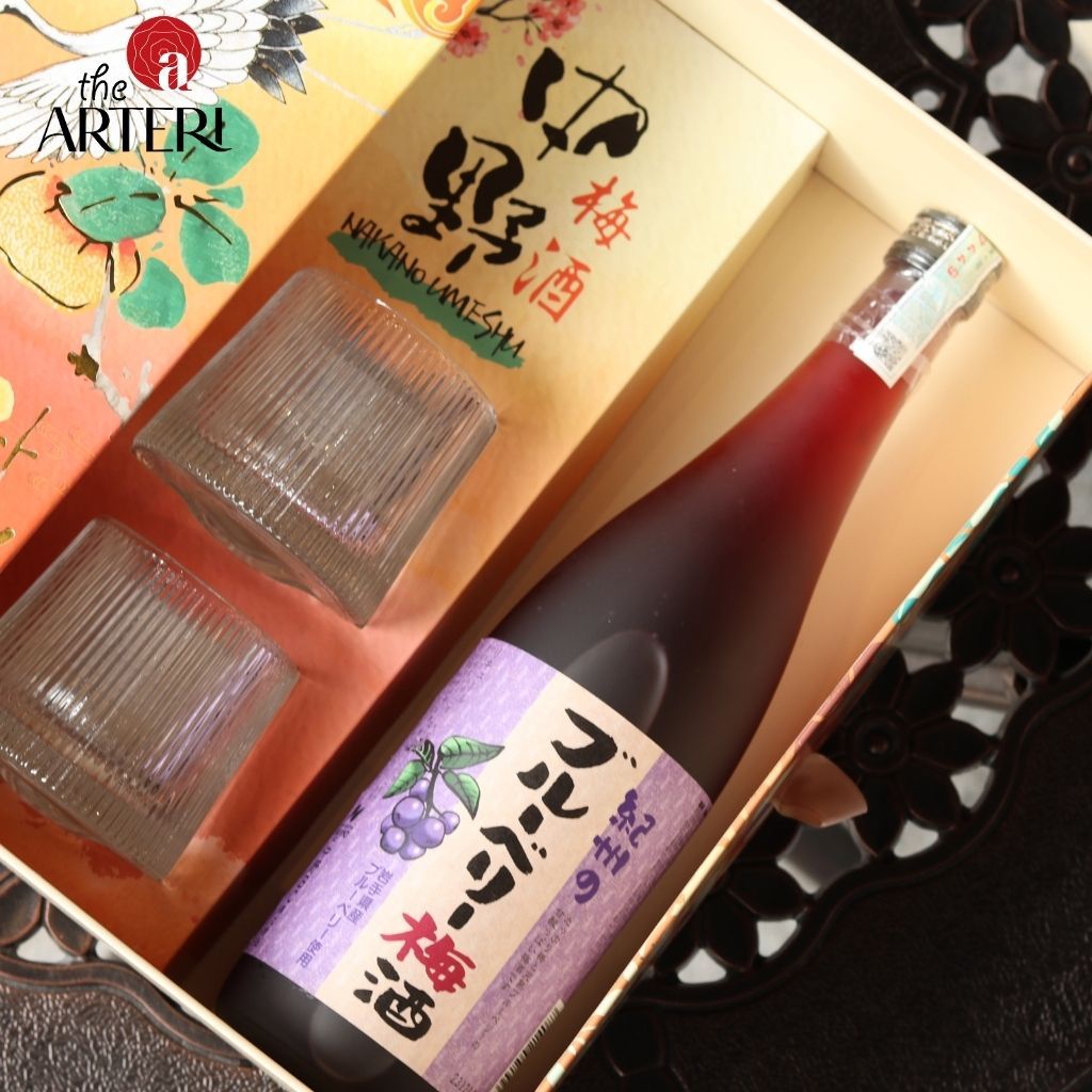 Hộp Quà Rượu Mơ Nhật Bản Nakano Umeshu Blueberry Vị Việt Quất 720ml 12% - Bách Hạc Ngàn Hoa