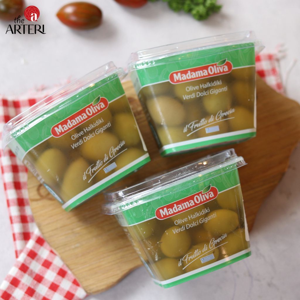 Trái Oliu Xanh Ngâm Nước Muối Hạt To Halkidiki Madama Olivia 250g