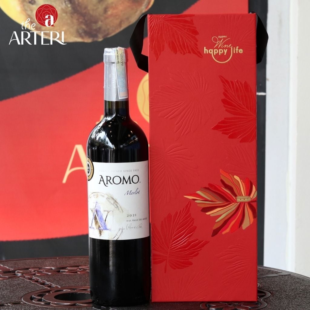 Hộp Quà Rượu Vang Đỏ Chile Viña Aromo Happy Wine - Happy Life