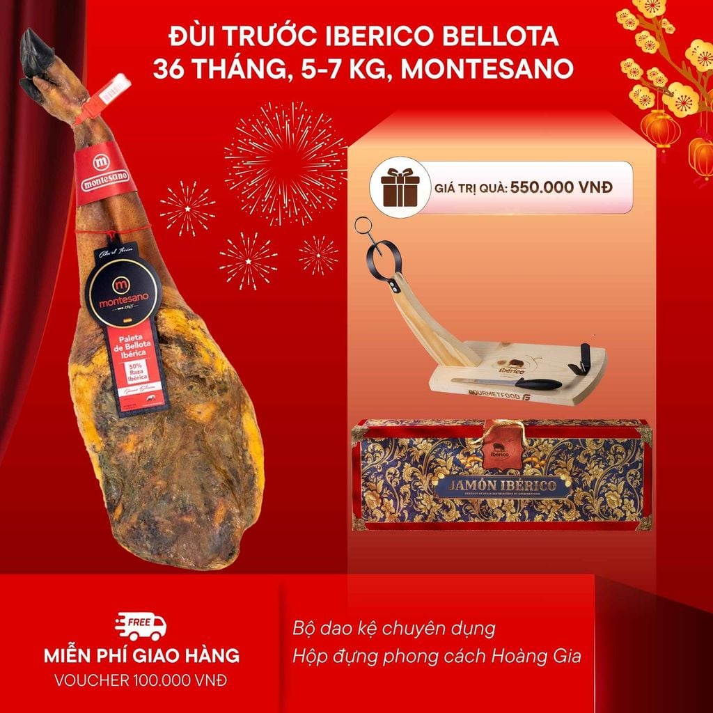 Đùi Trước Heo Muối Iberico Bellota 36 Tháng Có Xương