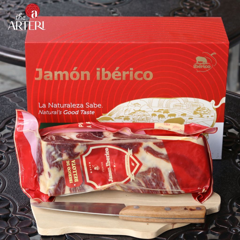 Hộp Quà 1kg Đùi Sau Heo Muối Iberico Bellota Không Xương 36 Tháng DeRaza