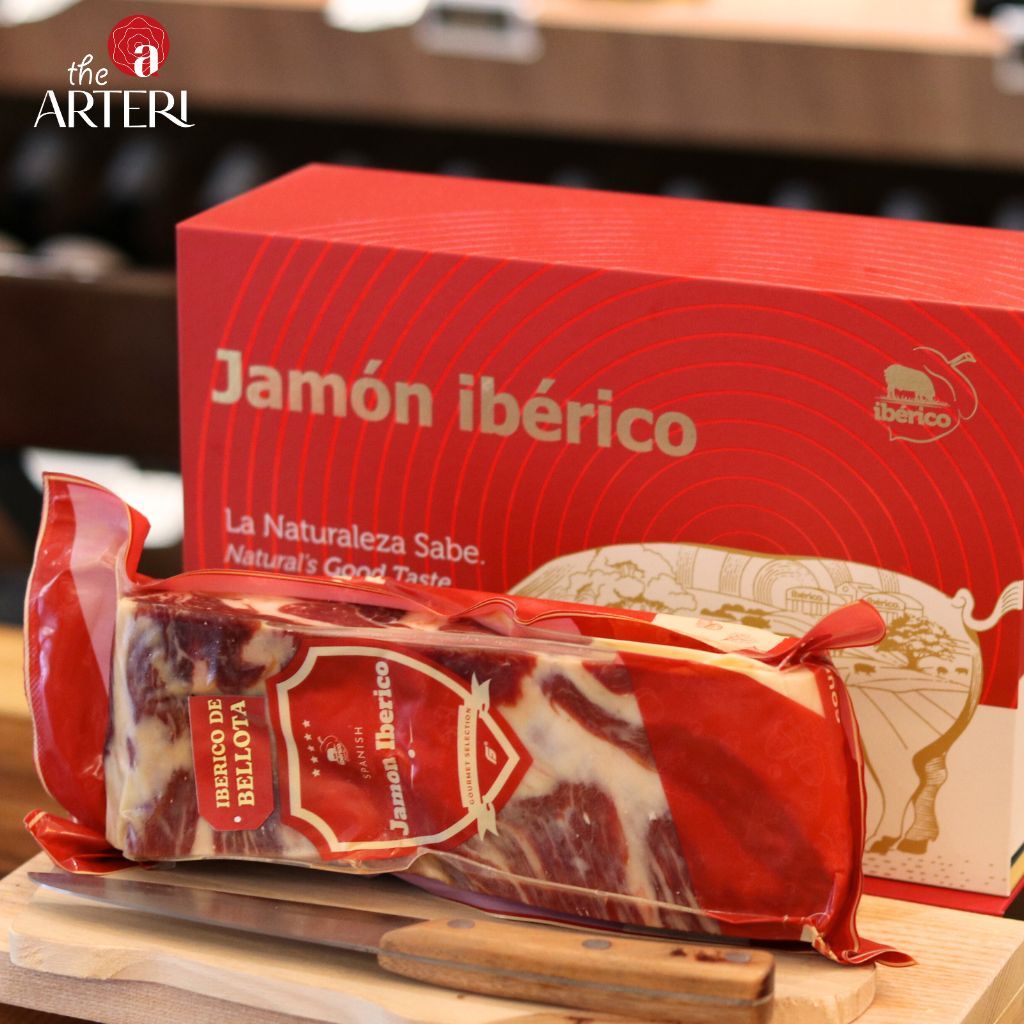 Hộp Quà 1kg Đùi Sau Heo Muối Iberico Bellota Không Xương 36 Tháng DeRaza