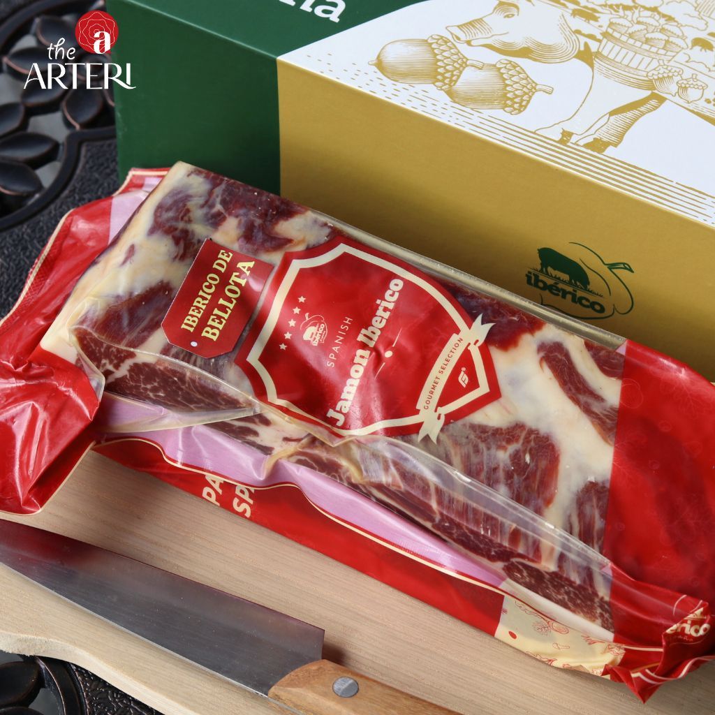 Hộp Quà 1kg Đùi Sau Heo Muối Iberico Bellota Không Xương 36 Tháng DeRaza