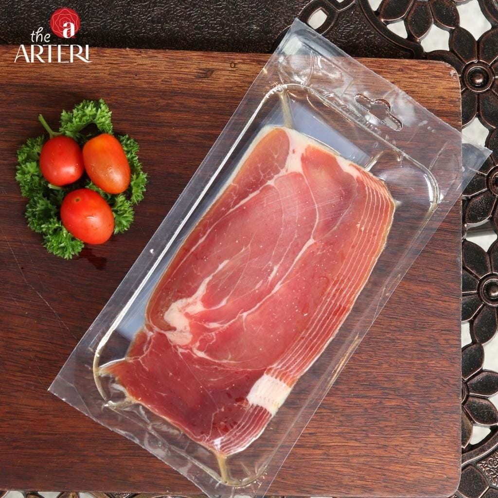 Đùi Sau Heo Trắng Muối Serrano 12 Tháng Gói Cắt Lát 100g Montesano