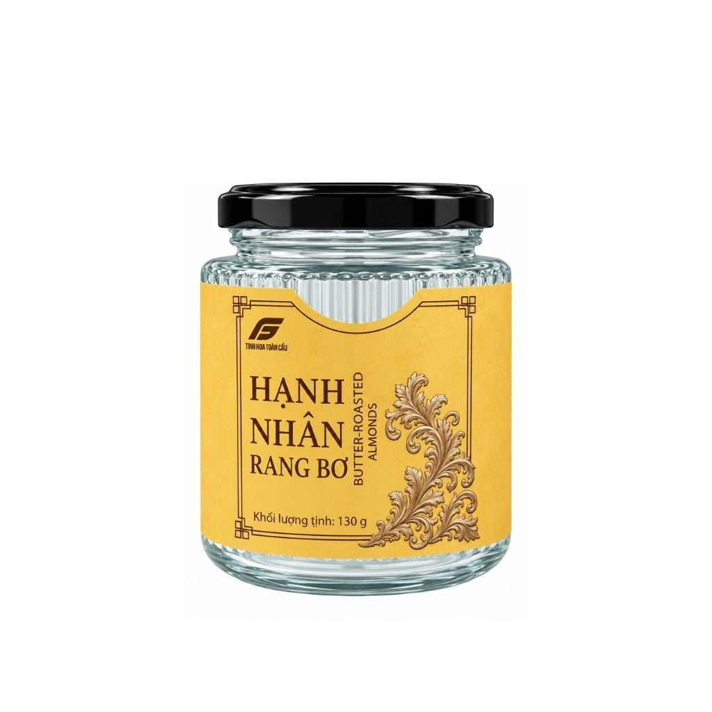 Hạnh Nhân Rang Bơ 130g Hũ Thủy Tinh