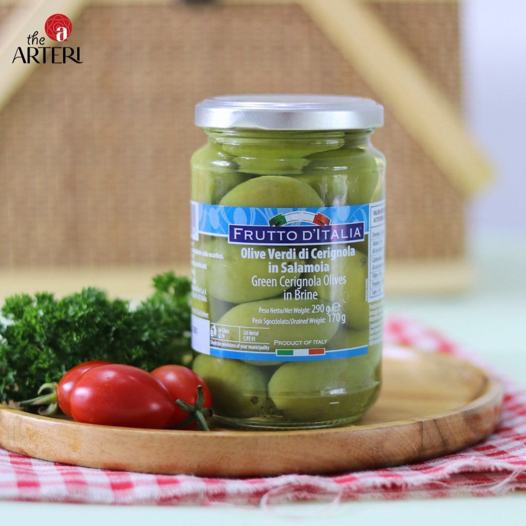 Trái Oliu Xanh Có Hạt Frutto d'Italia Green Cerignola Olives Madama Olivia 290g/170g