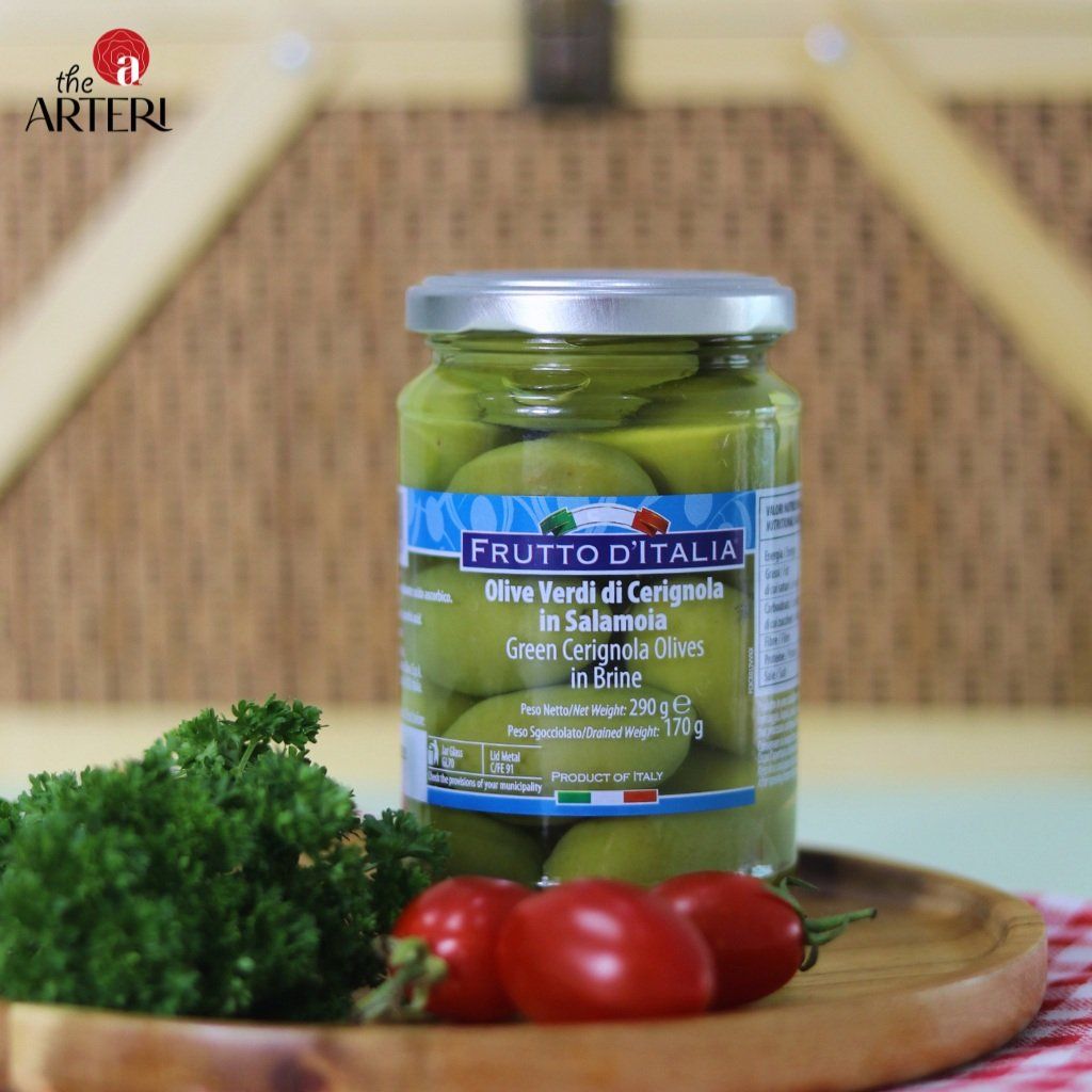Trái Oliu Xanh Có Hạt Frutto d'Italia Green Cerignola Olives Madama Olivia 290g/170g