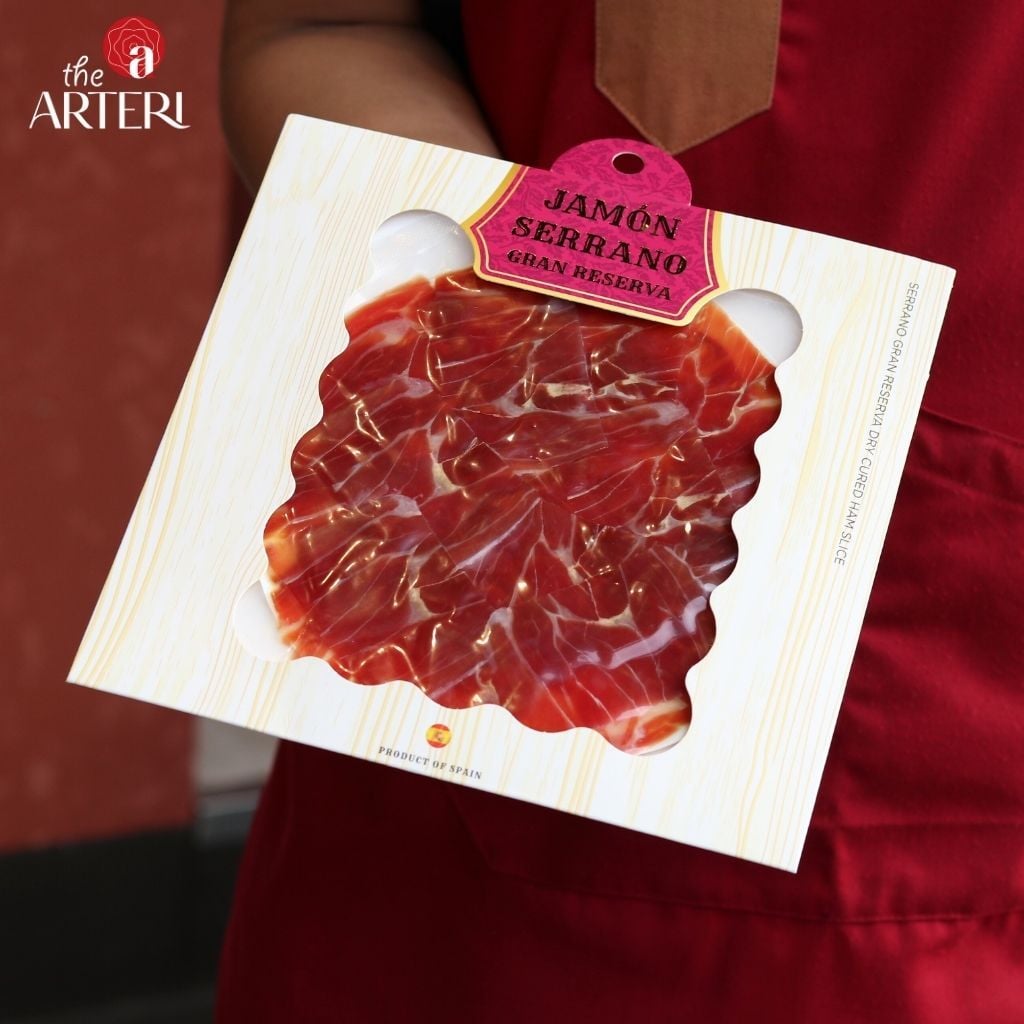 Đùi Sau Heo Trắng Muối Serrano 18 Tháng Gói Cắt Lát 50g/100g