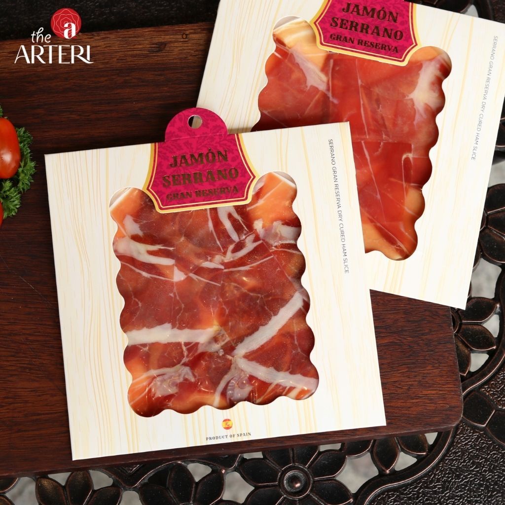 Đùi Sau Heo Trắng Muối Serrano 18 Tháng Gói Cắt Lát 50g/100g