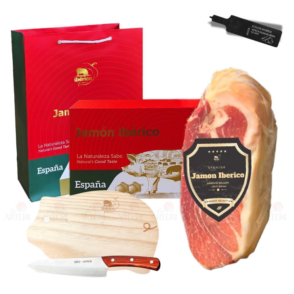 Hộp Quà 1kg Đùi Sau Heo Muối Iberico Bellota Thuần Chủng 100% Không Xương 48 Tháng Montesano