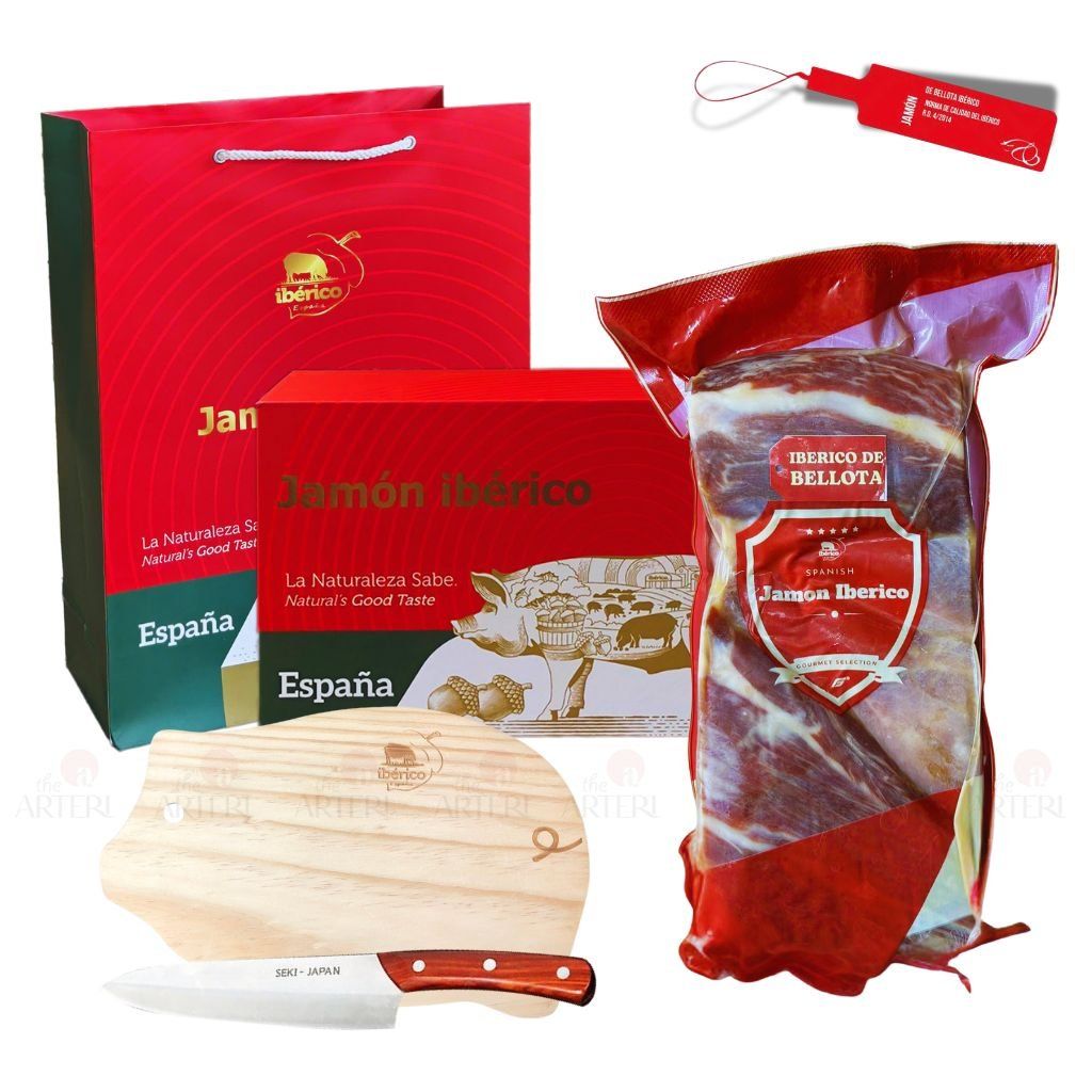 Hộp Quà 1kg Đùi Trước Heo Muối Iberico Bellota Không xương 36 Tháng DeRaza