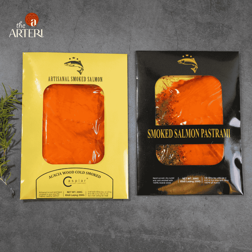 Cá Hồi Xông Khói Caspiar Cắt Lát 200gr Vị Nguyên Bản - Artinal Smoked Salmon