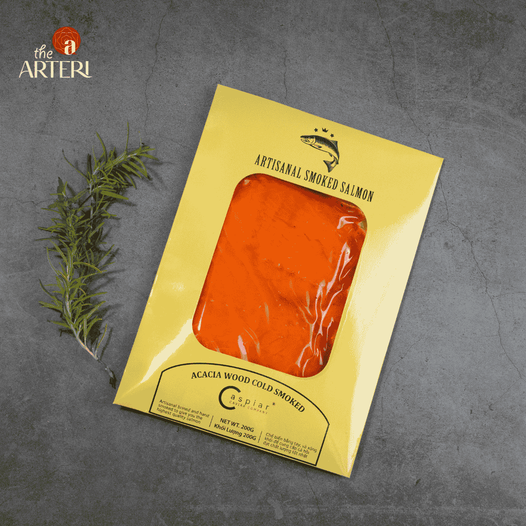 Cá Hồi Xông Khói Caspiar Cắt Lát 200gr Vị Nguyên Bản - Artinal Smoked Salmon
