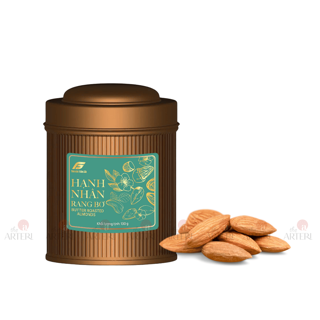 Hạnh Nhân Rang Bơ 130g Hộp Thiếc