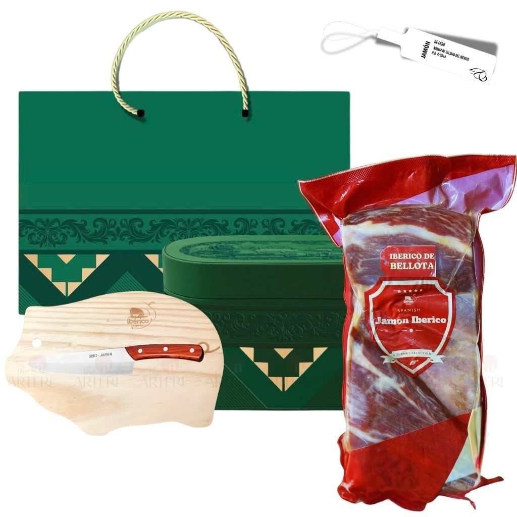 (New) Hộp Quà 1kg Đùi Sau Heo Muối Iberico Cebo Không Xương 24 Tháng DeRaza