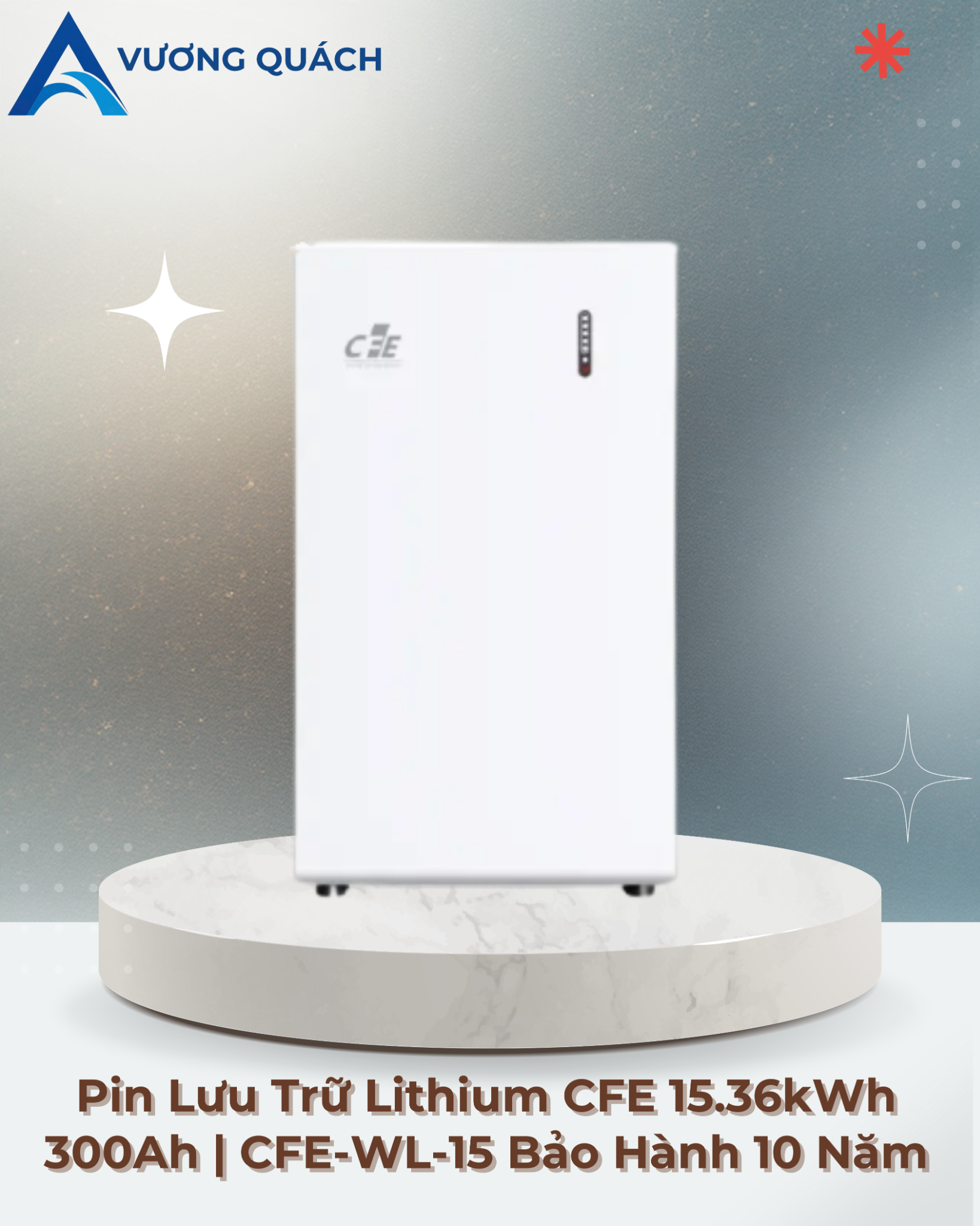 Pin Lưu Trữ Lithium CFE 15.36kWh 300Ah | CFE-WL-15 Bảo Hành 10 Năm