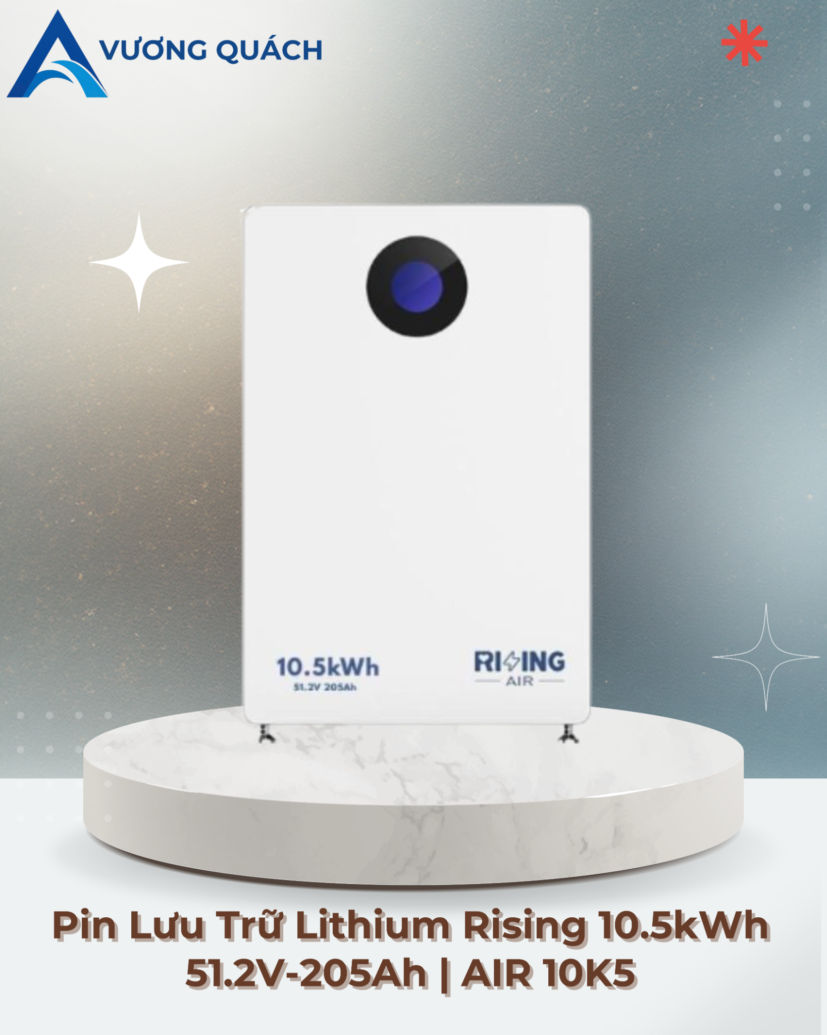  Pin Lưu Trữ Lithium Rising 10.5kWh 51.2V-205Ah | AIR 10K5 