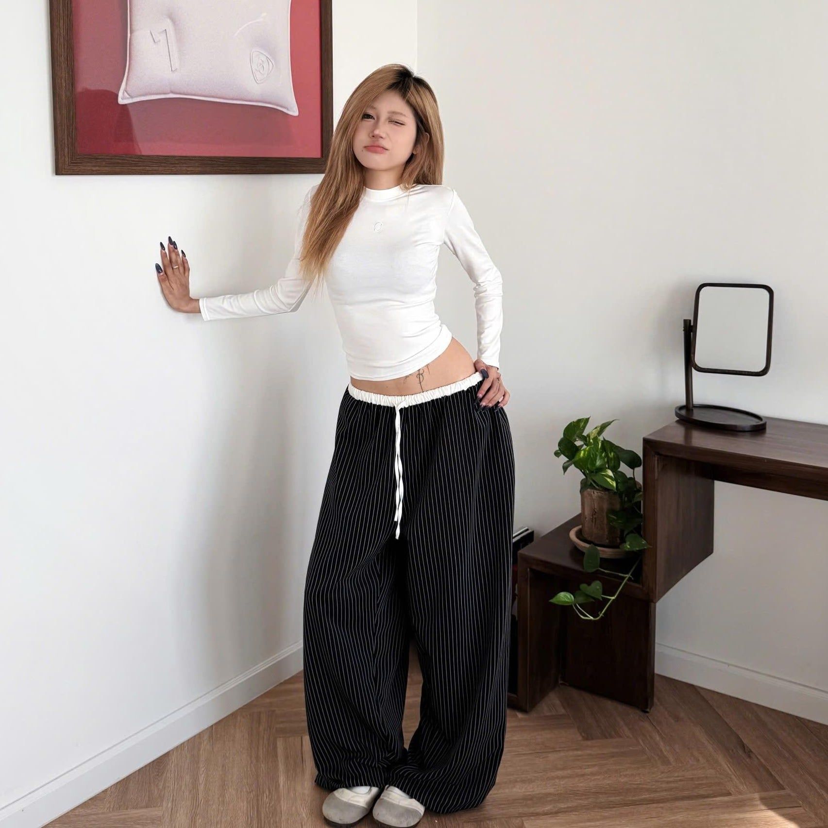  Quần Dài Kẻ Sọc Ống Rộng Phối Lưng Outerity Striped V2 