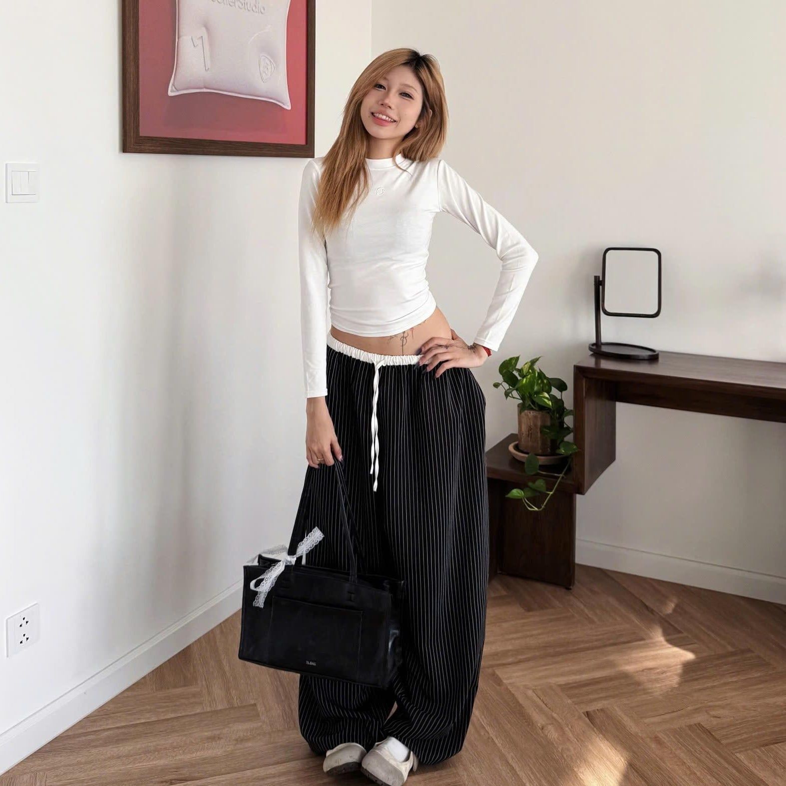  Quần Dài Kẻ Sọc Ống Rộng Phối Lưng Outerity Striped V2 