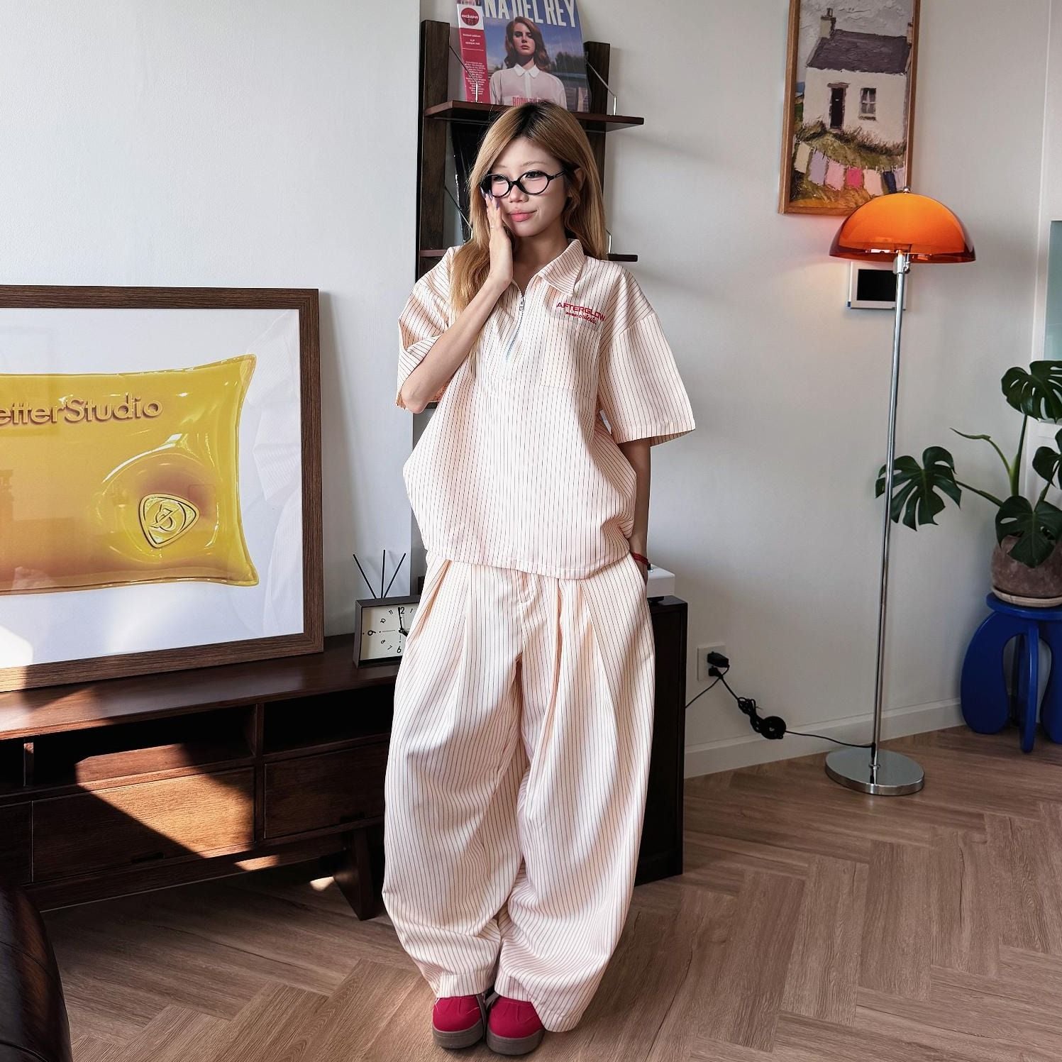  Quần Dài Kẻ Sọc Ống Rộng Outerity Striped 