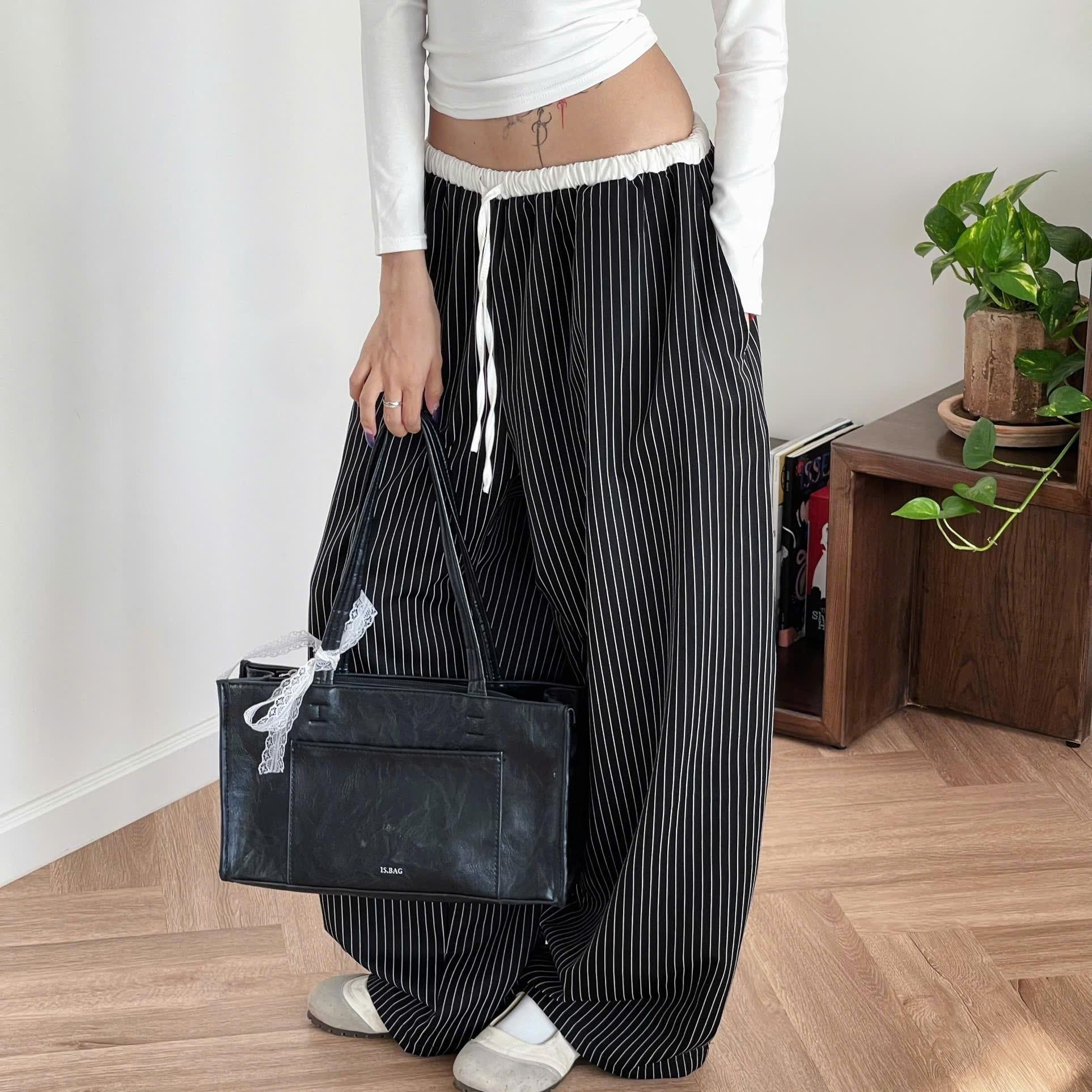  Quần Dài Kẻ Sọc Ống Rộng Phối Lưng Outerity Striped V2 