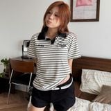  Áo Polo Baby Tee Kẻ Ngang Outerity Sera Ôm Dáng Nữ 