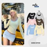  Áo Thun Nữ Dài Tay Ôm Body Phối Bra Outerity VITC Borib Cotton 