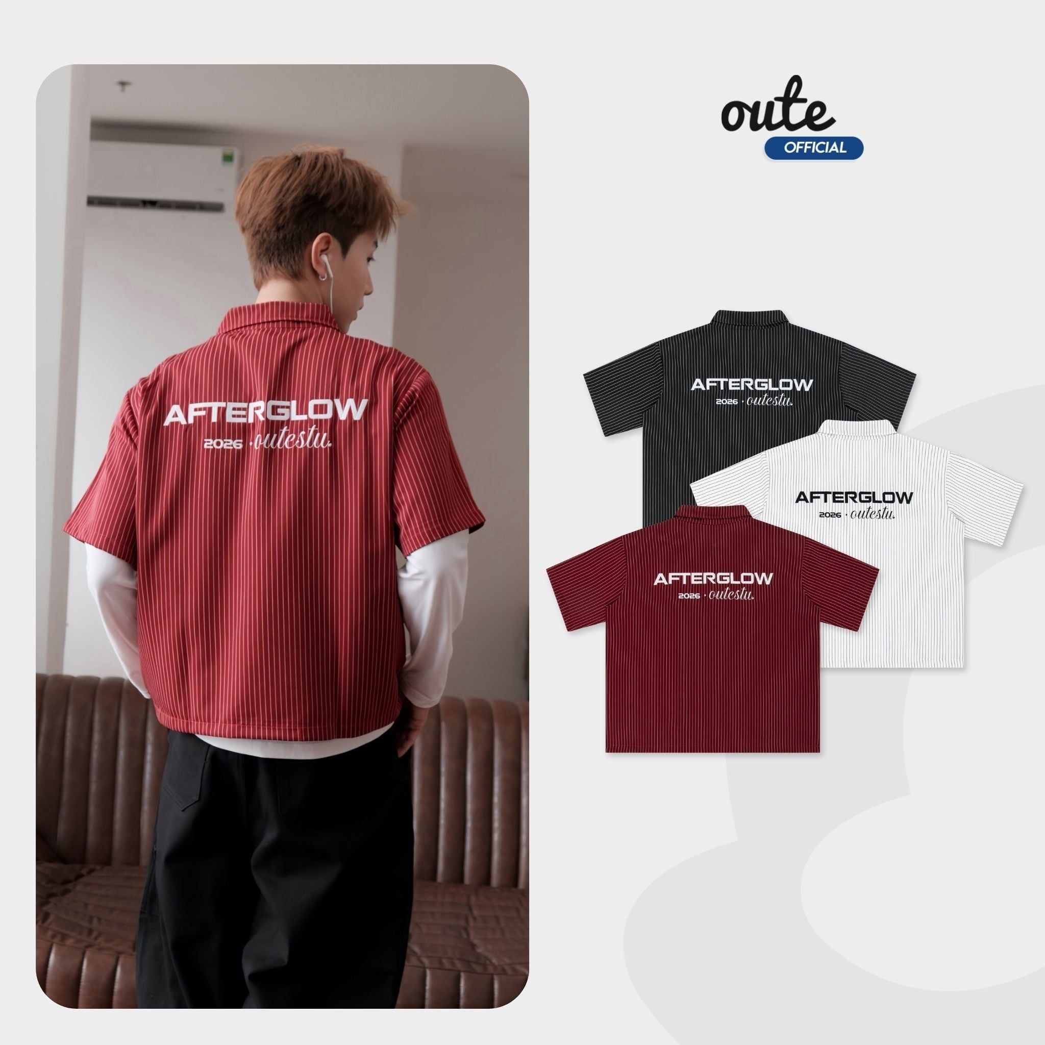  [COLLECTION TẾT] Áo Sơ Mi Tay Lỡ Kẻ Sọc Outerity Afterglow Nam Nữ Unisex / DREAM HORSE COLLECTION 2026 