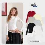  Áo Thun Nữ Dài Tay Ôm Body Outerity Long Slim Tee Basic Cotton Co Giãn Mềm Mịn 