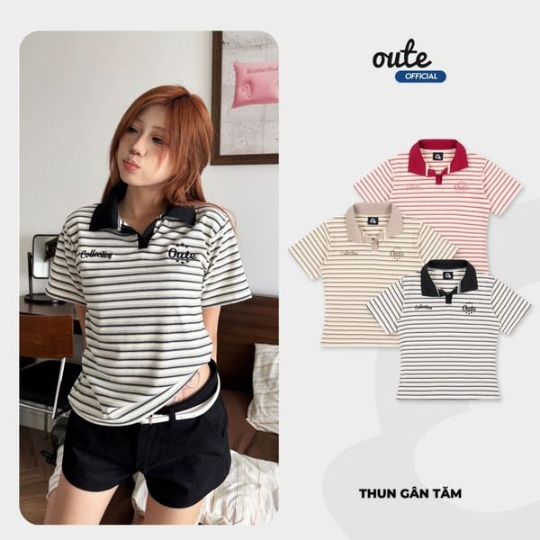  Áo Polo Baby Tee Kẻ Ngang Outerity Sera Ôm Dáng Nữ 