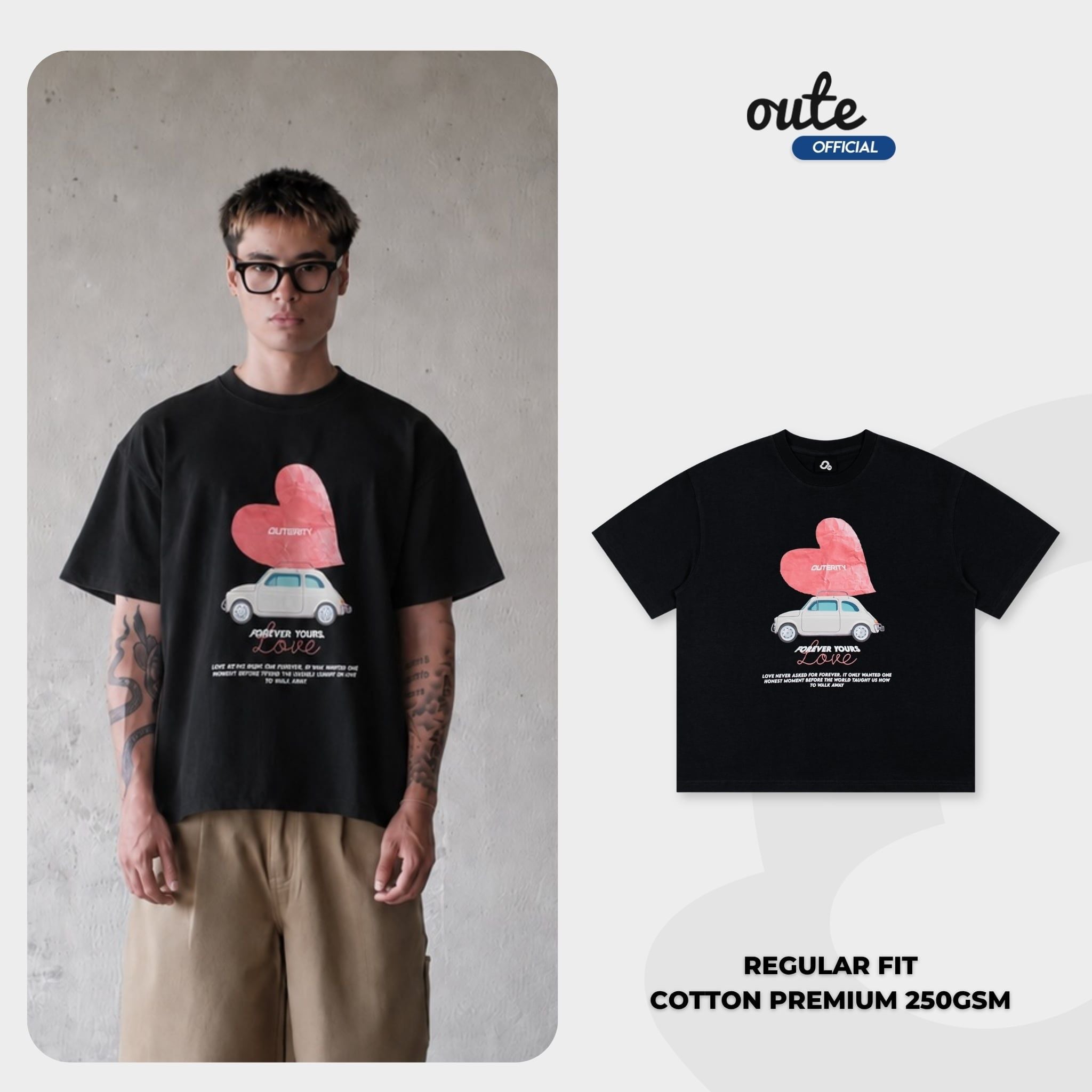  Áo Thun Form Regular Fit Outerity Carluv Premium Cotton 250gsm Unisex Nam Nữ Localbrand 