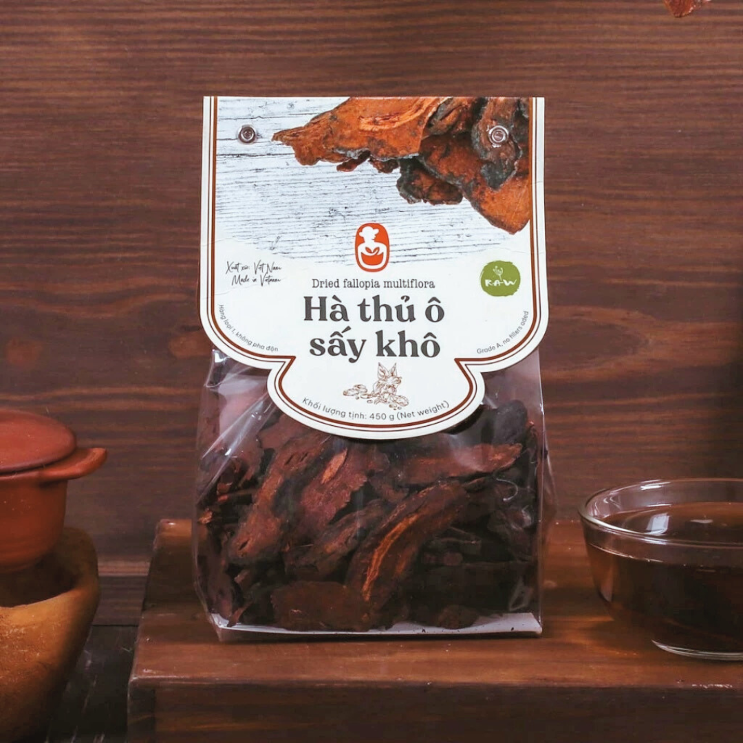 Hà thủ ô sấy khô, 450g, bịch, mẫu nhãn kẹp, L