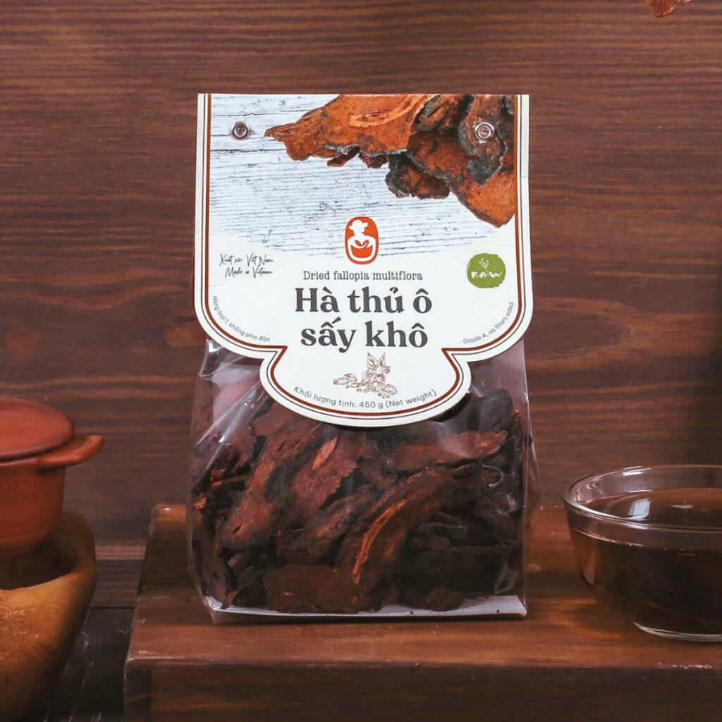 Hà thủ ô sấy khô, 450g, bịch, mẫu nhãn kẹp, L'angfarm