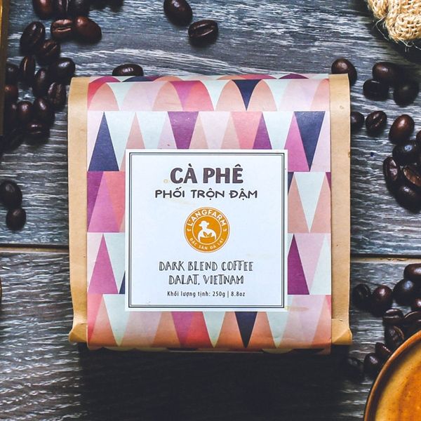 Cà phê bột đặc sản rang mộc, phối trộn đậm, 250g, bịch, mẫu nhãn quấn, L'angfarm