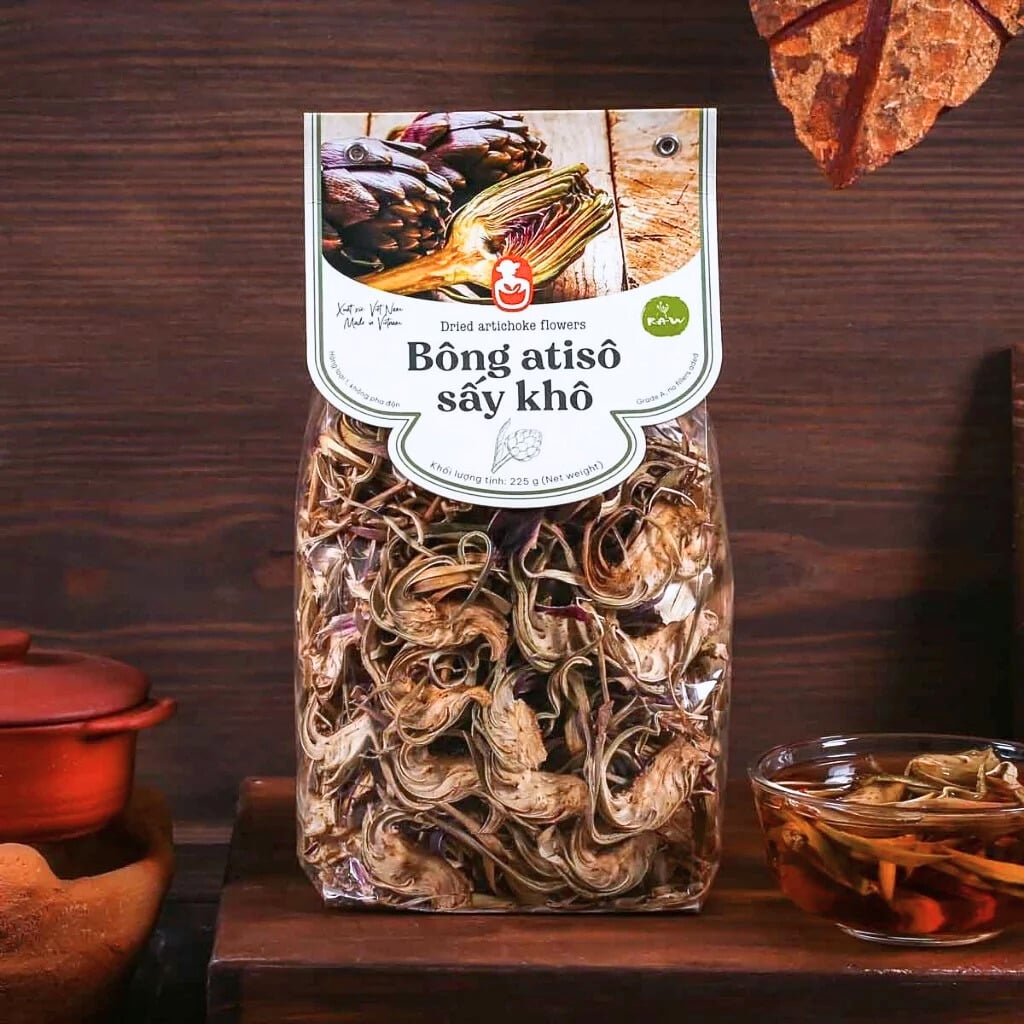 Bông atisô sấy khô, 225g, bịch, mẫu nhãn kẹp, L