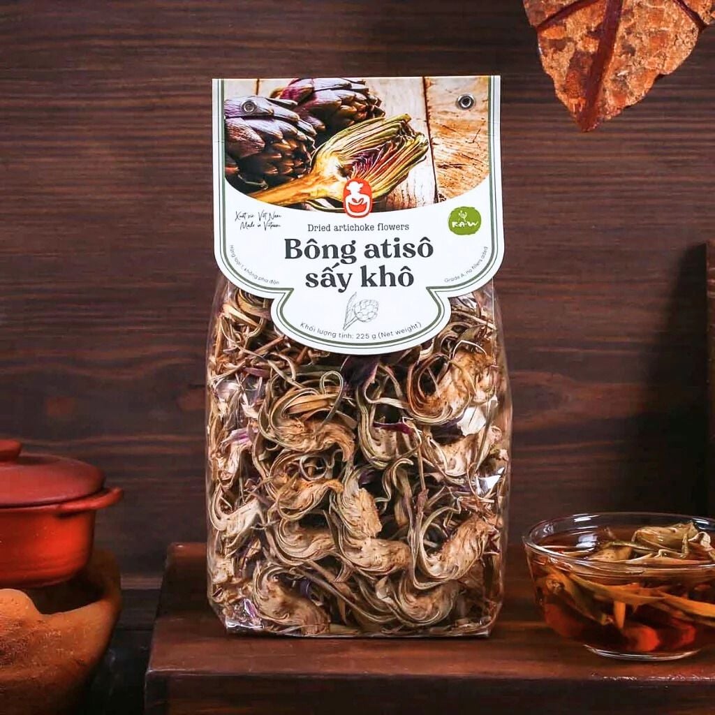 Bông atisô sấy khô, 225g, bịch, mẫu nhãn kẹp, L'angfarm