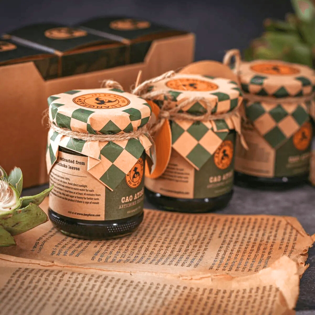 Cao atisô, 450g, hộp, mẫu hũ thuỷ tinh, L