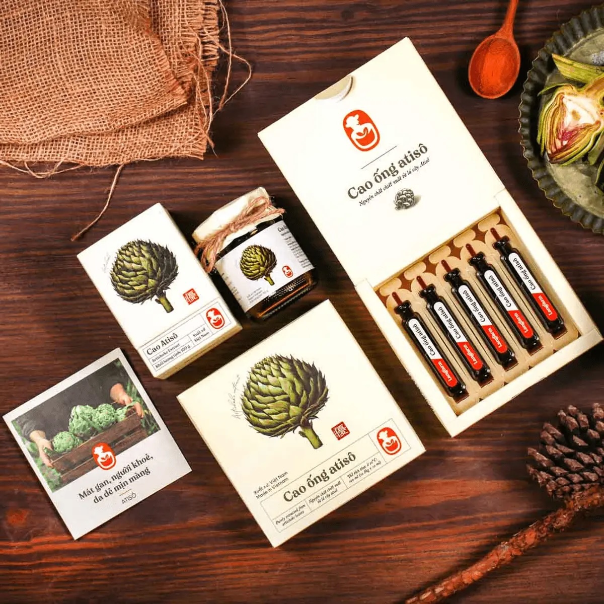 Cao ống atisô, 10 ống, hộp, mẫu antique, L