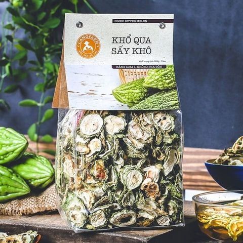 Khổ qua sấy khô, 225g, bịch, mẫu nhãn kẹp, L'angfarm