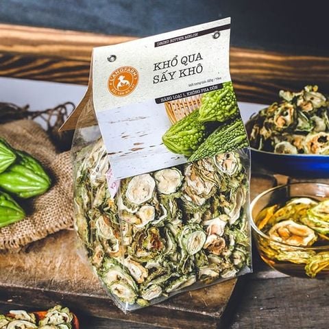 Khổ qua sấy khô, 225g, bịch, mẫu nhãn kẹp, L