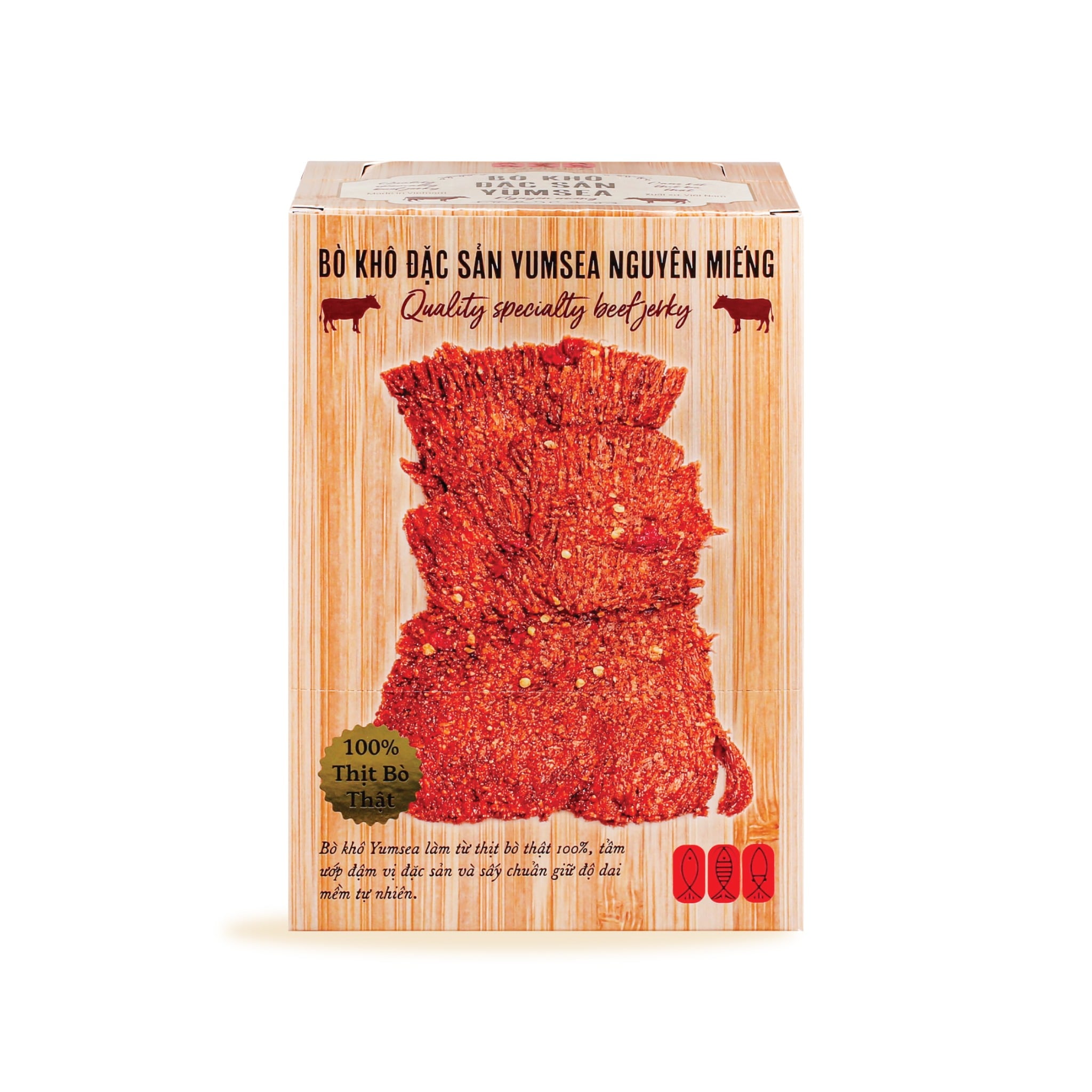 Bò khô đặc sản Yumsea nguyên miếng, 75g, túi, mẫu tegami, Yumsea
