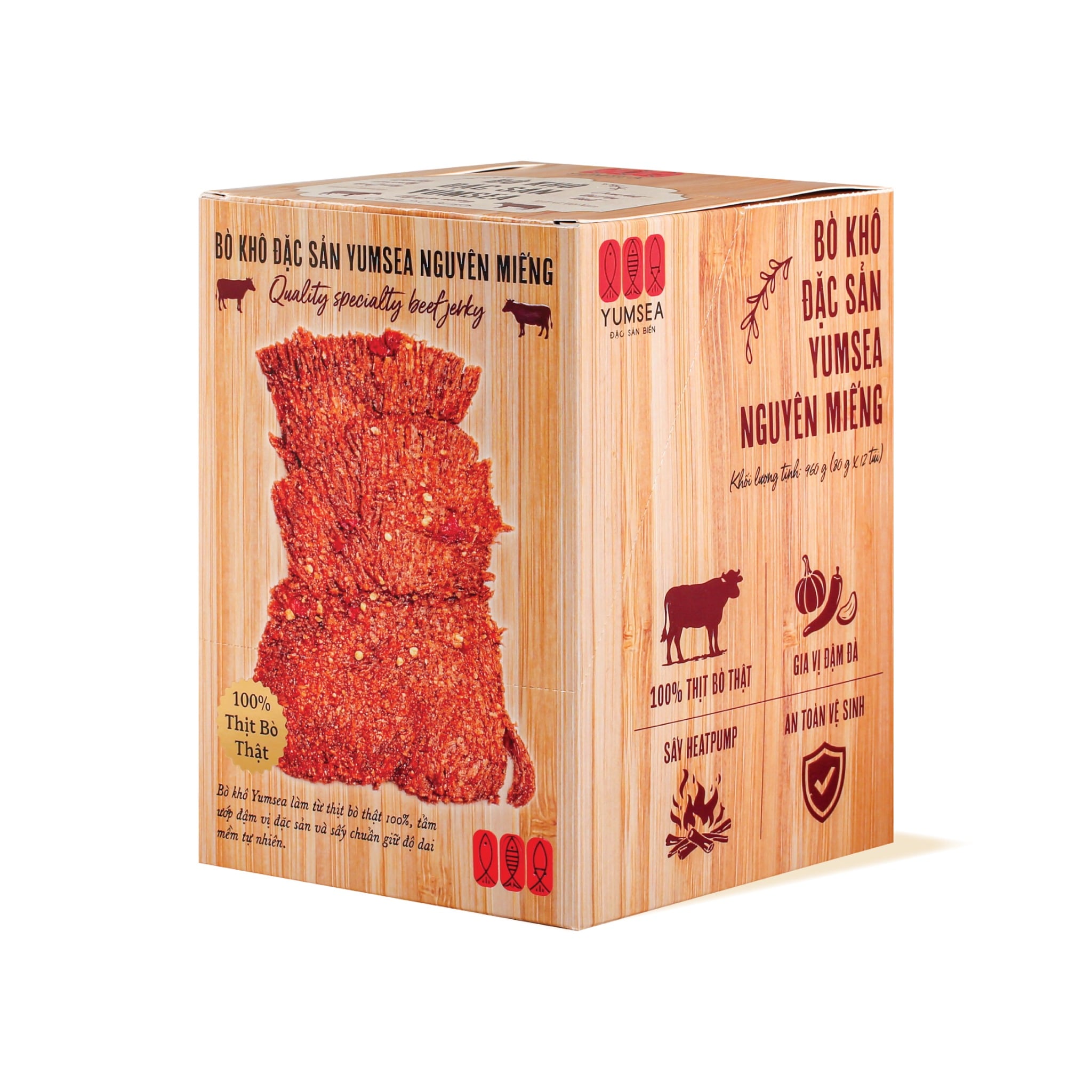 Bò khô đặc sản Yumsea nguyên miếng, 75g, túi, mẫu tegami, Yumsea