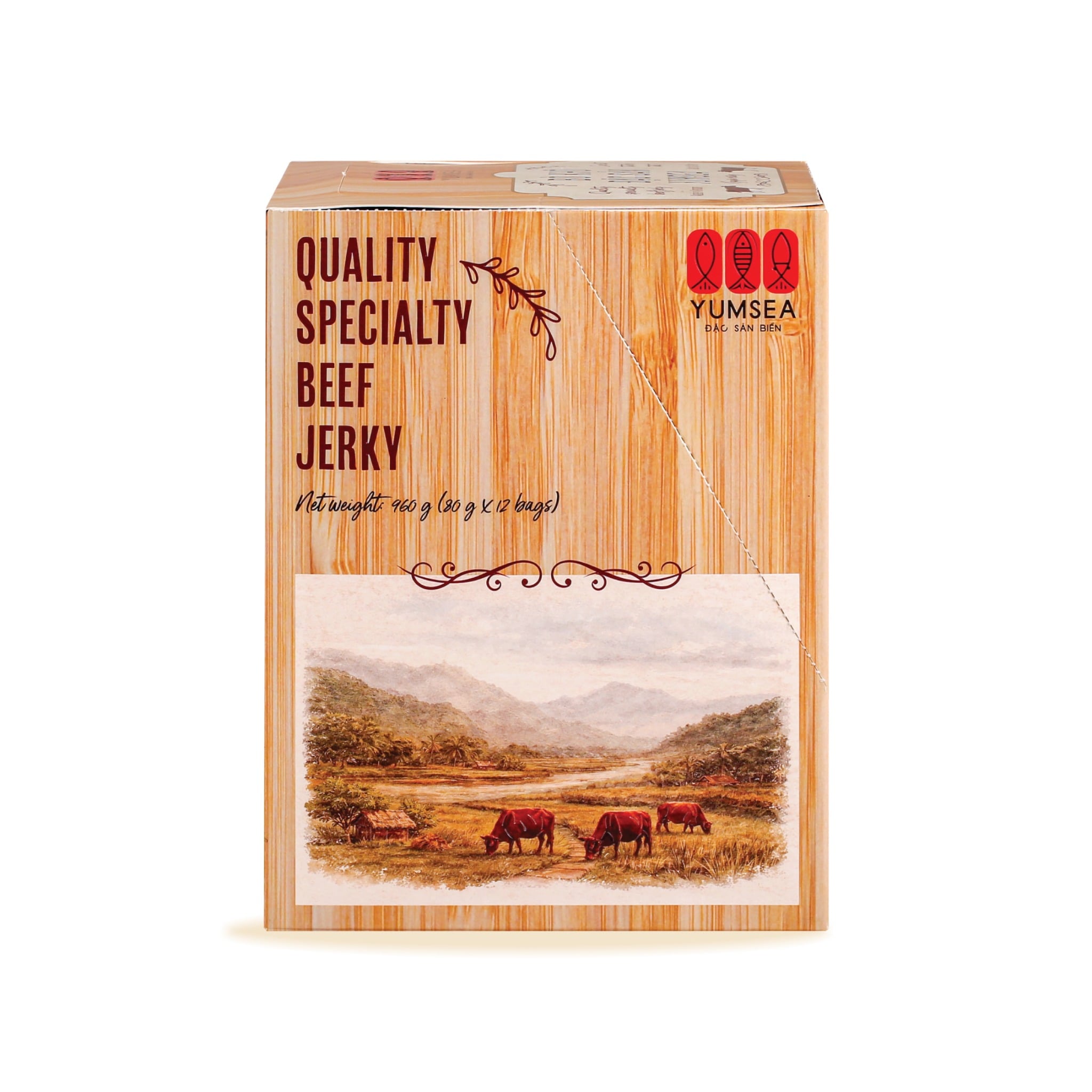 Bò khô đặc sản Yumsea nguyên miếng, 75g, túi, mẫu tegami, Yumsea