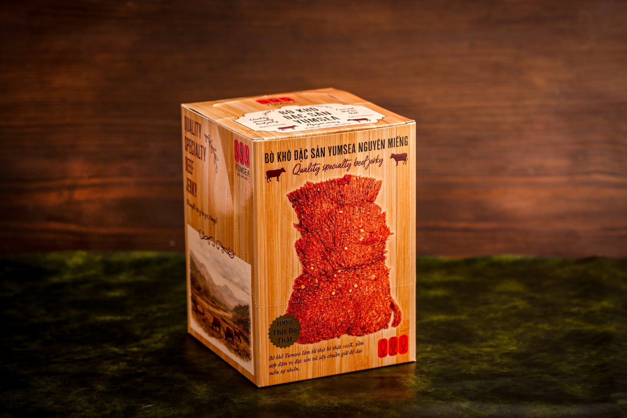 Bò khô đặc sản Yumsea nguyên miếng, 75g, túi, mẫu tegami, Yumsea