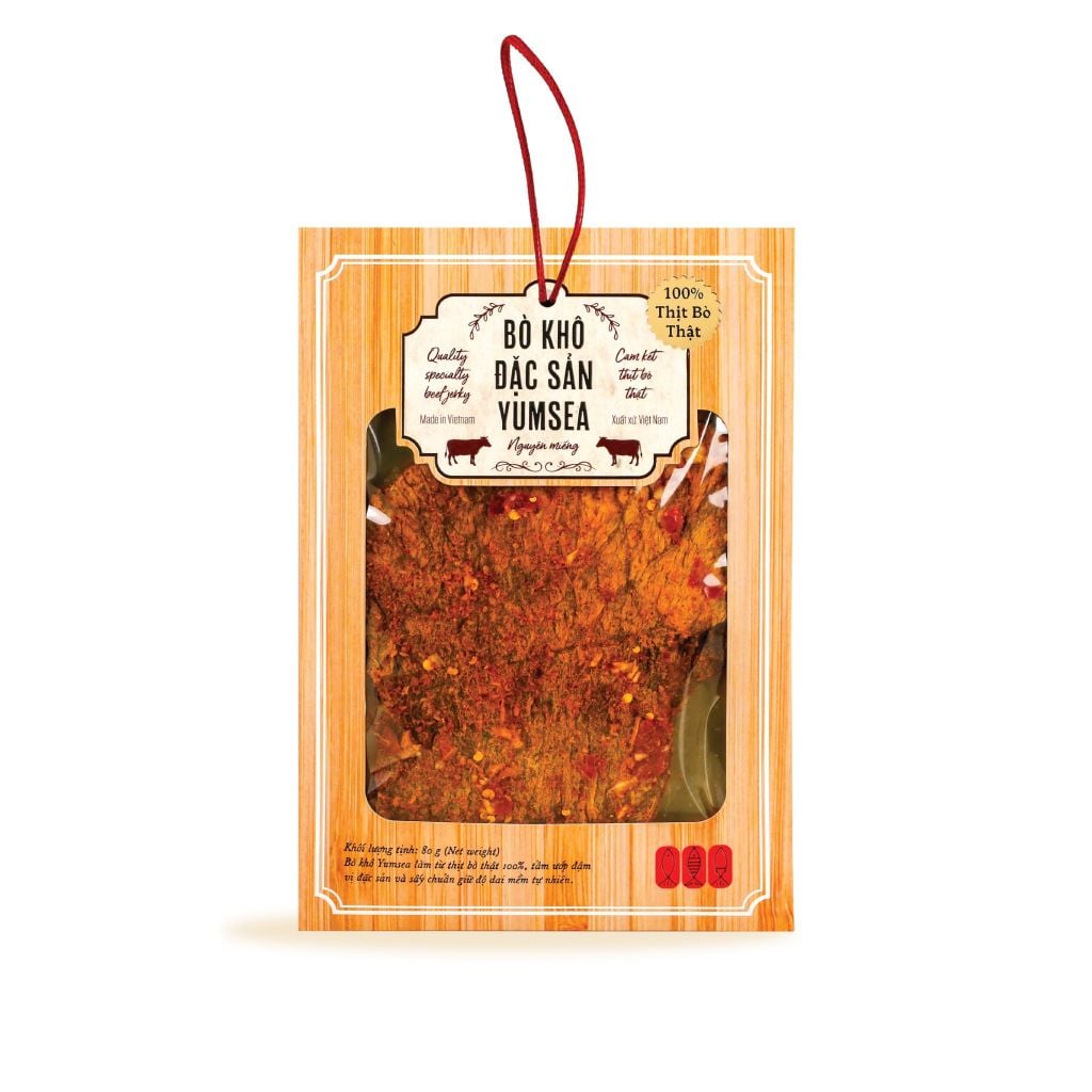Bò khô đặc sản Yumsea nguyên miếng, 75g, túi, mẫu tegami, Yumsea