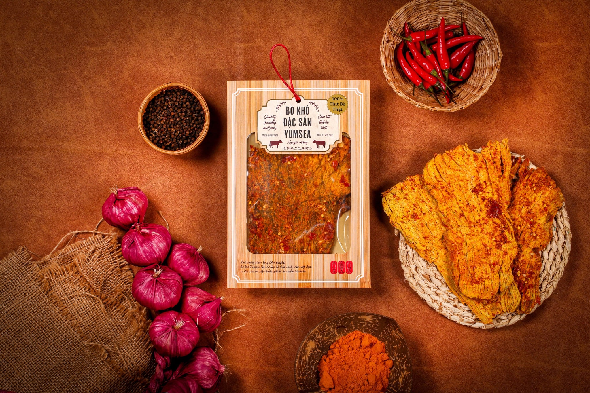 Bò khô đặc sản Yumsea nguyên miếng, 75g, túi, mẫu tegami, Yumsea